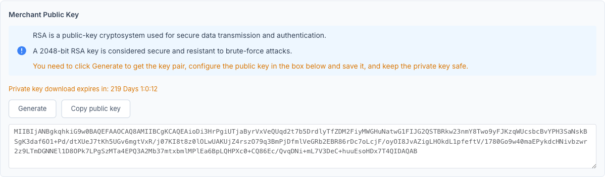 Produksi — Merchant Public Key