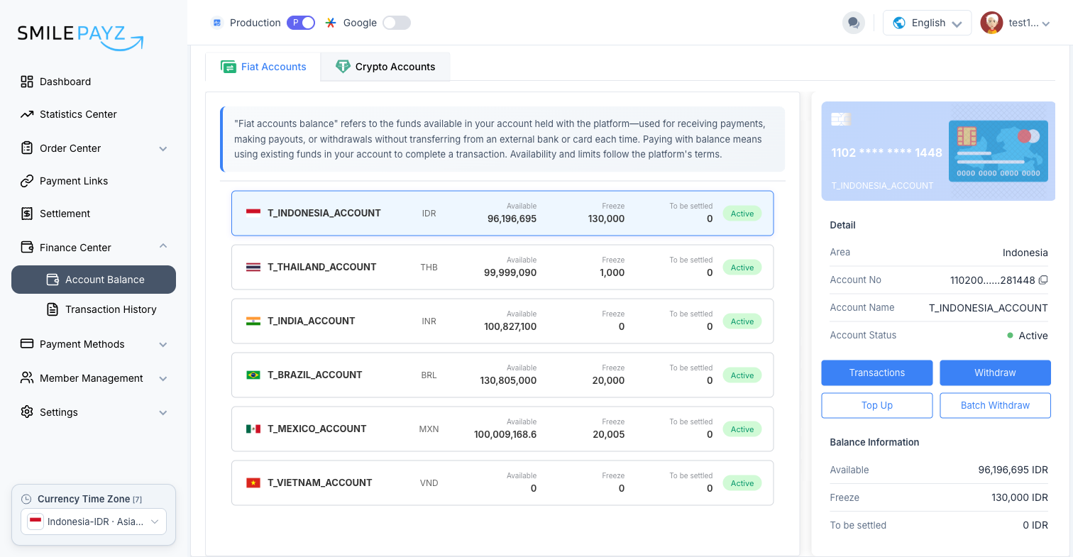 Account Balance with Top Up